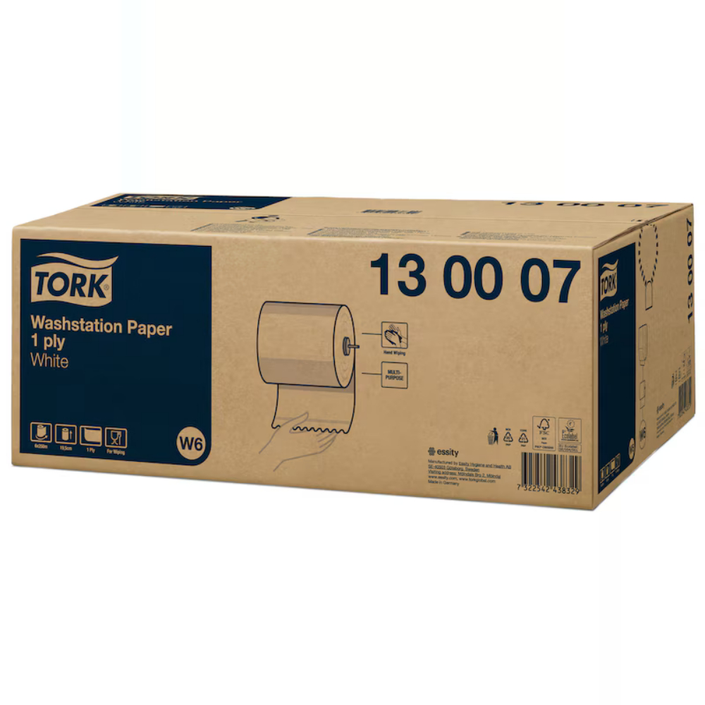 Lavete din hartie pe rola Basic Paper, 250 m, albe, Tork