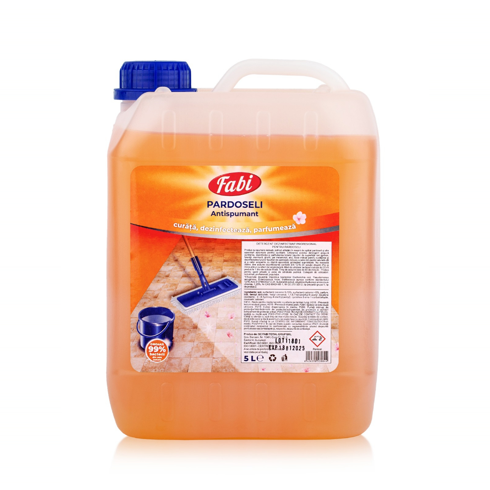 Detergent dezinfectant pentru pardoseli antispumant, 5 L, Fabi