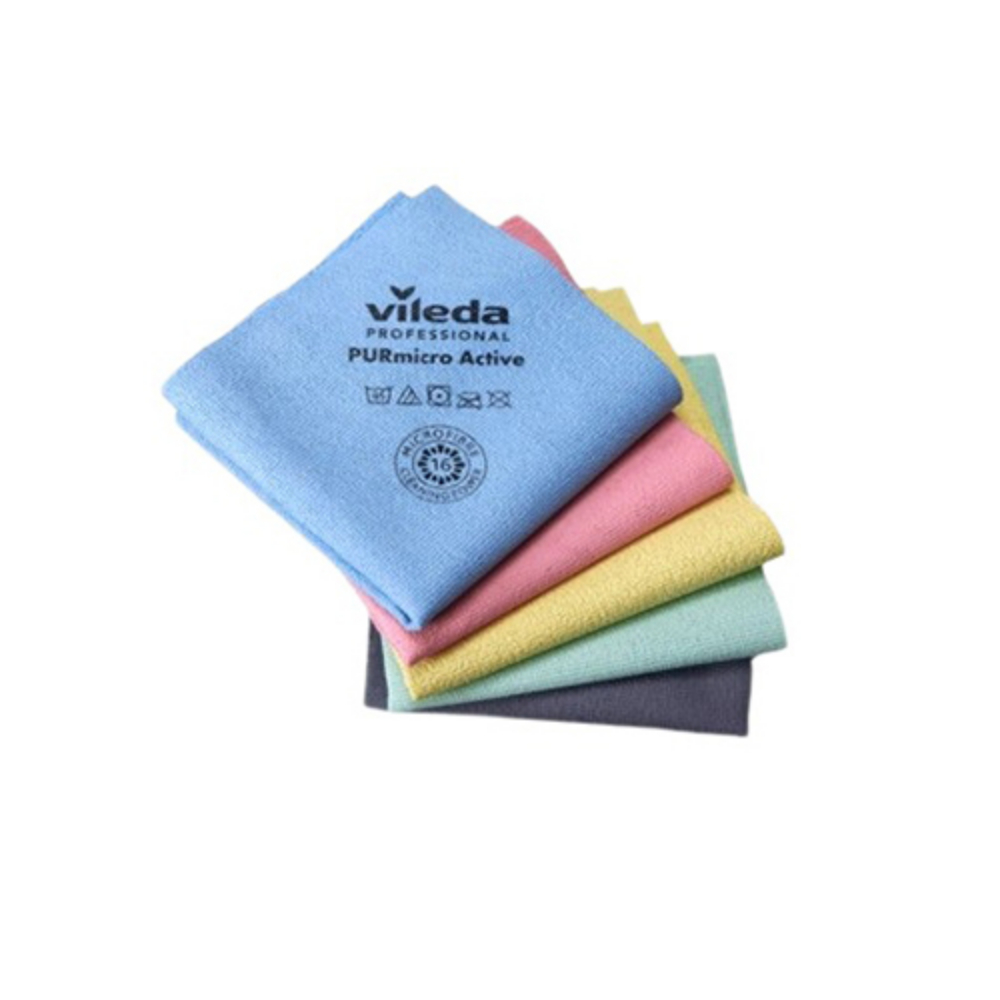 Laveta PurMicro Active, 38 x 35 cm, ( 5 bucati/set), Vileda Professional verde 