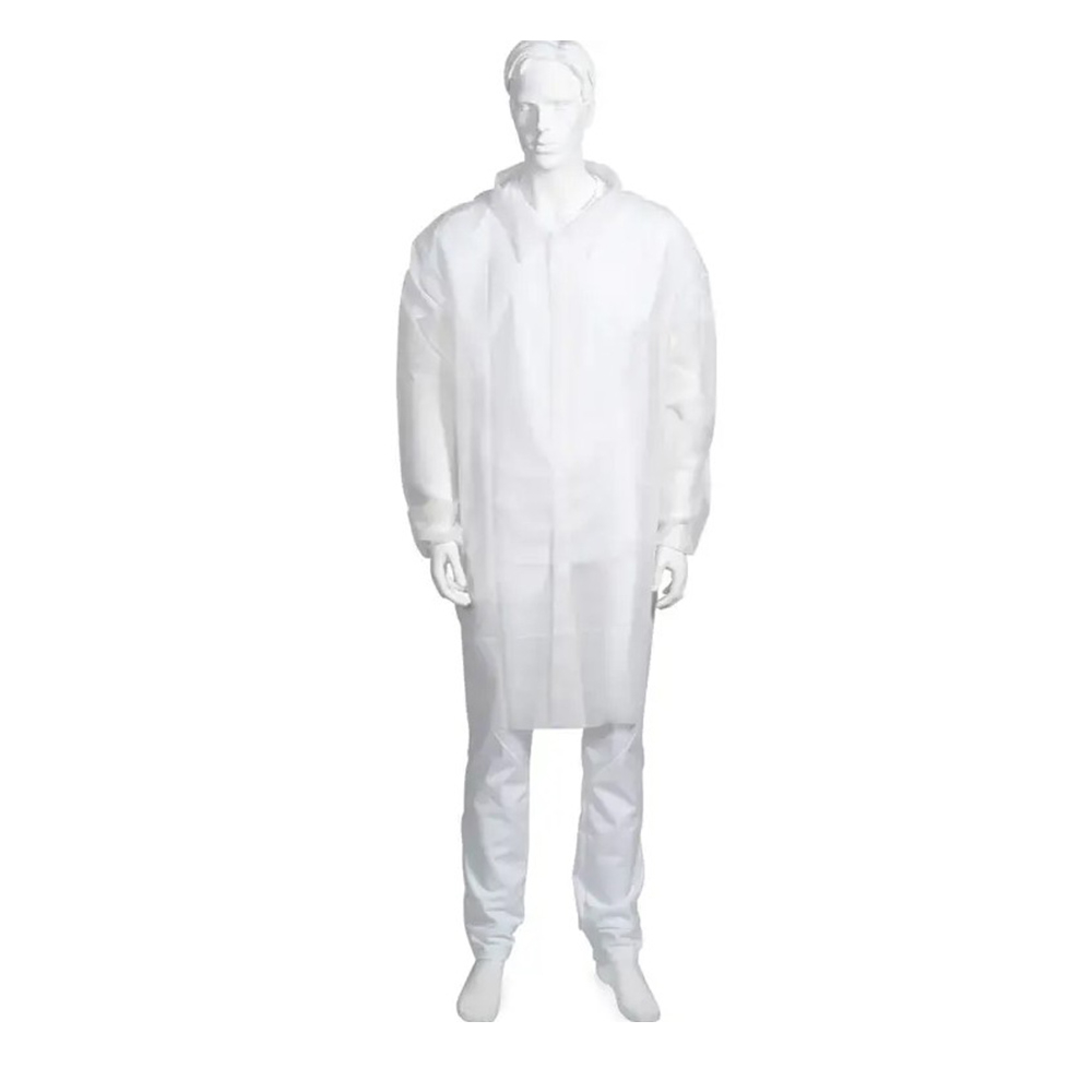 Halat vizitator (tip jacheta cu guler), (10 buc/set ), alb, Abena l/xl