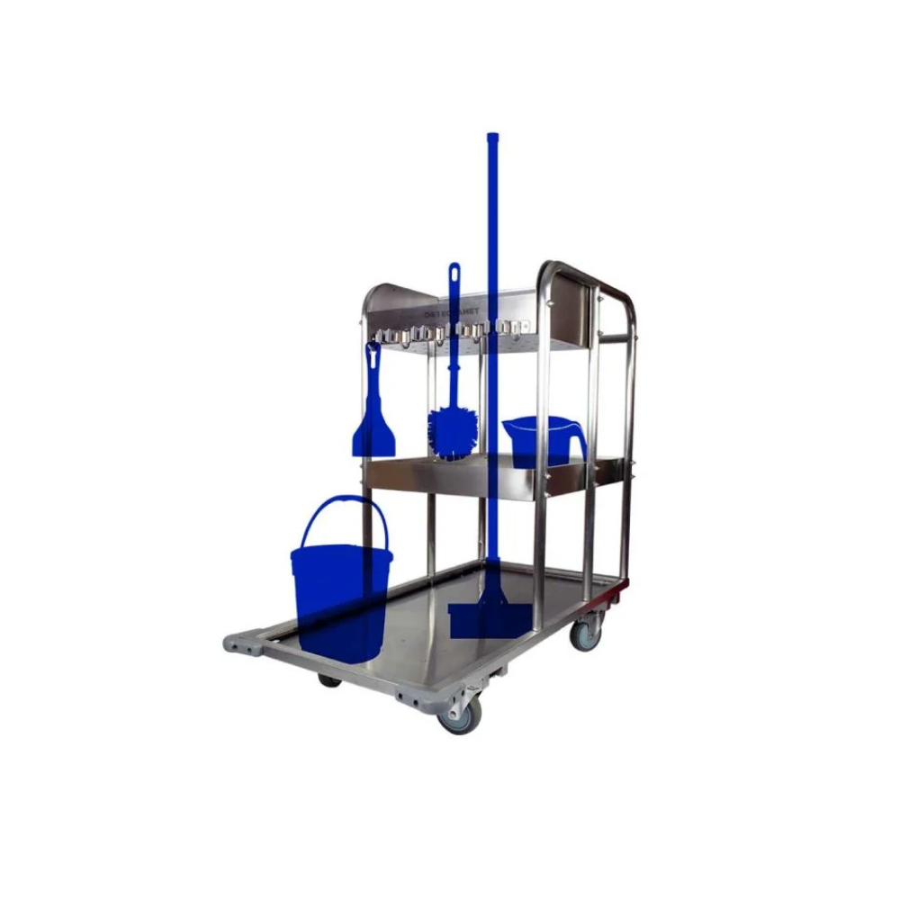 Carucior metal detectabil, inox, pentru curatenie, Detectamet