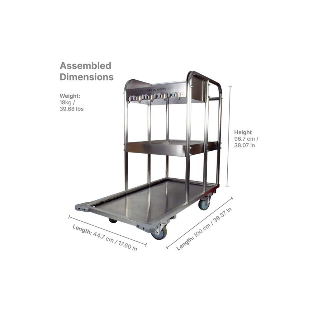 Carucior metal detectabil, inox, pentru curatenie, Detectamet